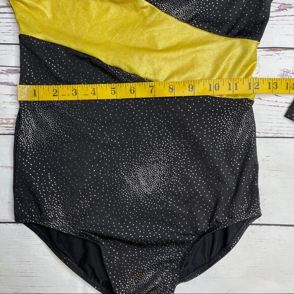 Black and Gold silver sparkle leotard long sleeve - Picture 7 of 10